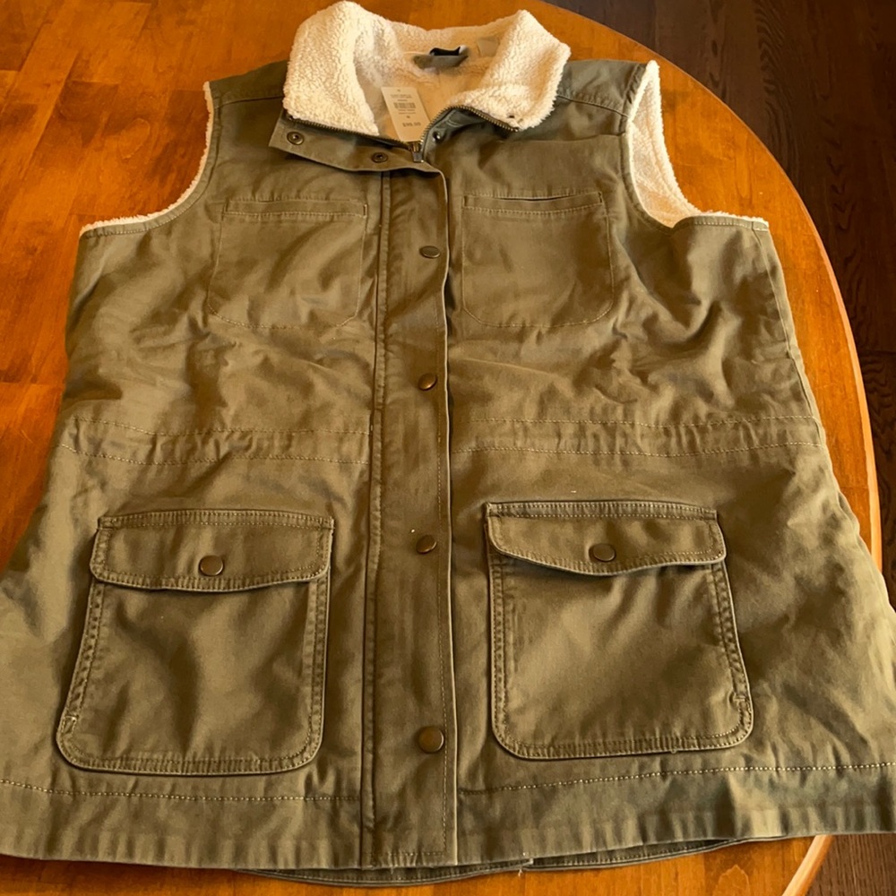 Army Green LL Bean Sherpa Vest